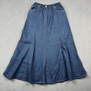 Vintage Susan Bristol Skirt Womens Medium Denim Maxi Modest Cottagecore Western